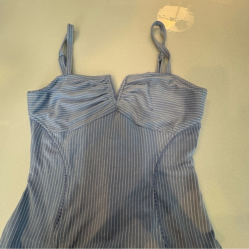 Lulu's Bodysuit Light Blue Striped Adjustable - Picture 2 of 13
